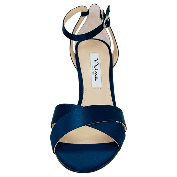 Nina Venus Navy Satin Womens Heels Size 6.5M - Picture 6 of 13